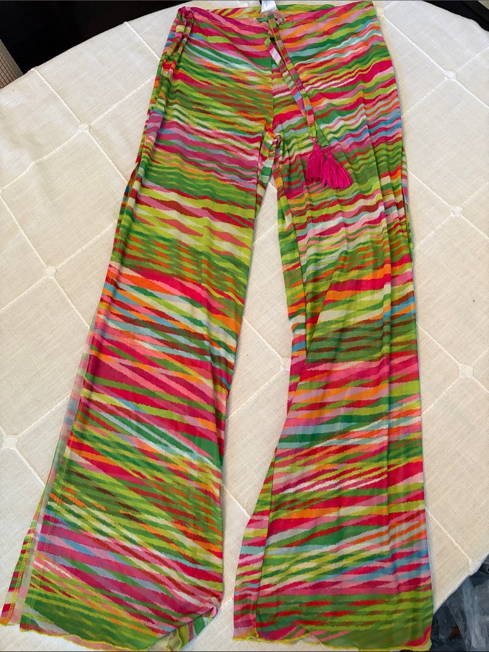BECCA Multicolor Ripple-Stripe Wide-Leg Pants